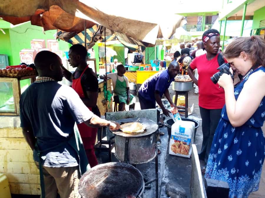 Kampala: Three-Hour Food Tour - Restaurant buffet finale: smoked tilapia, peanut sauce, banana leaves